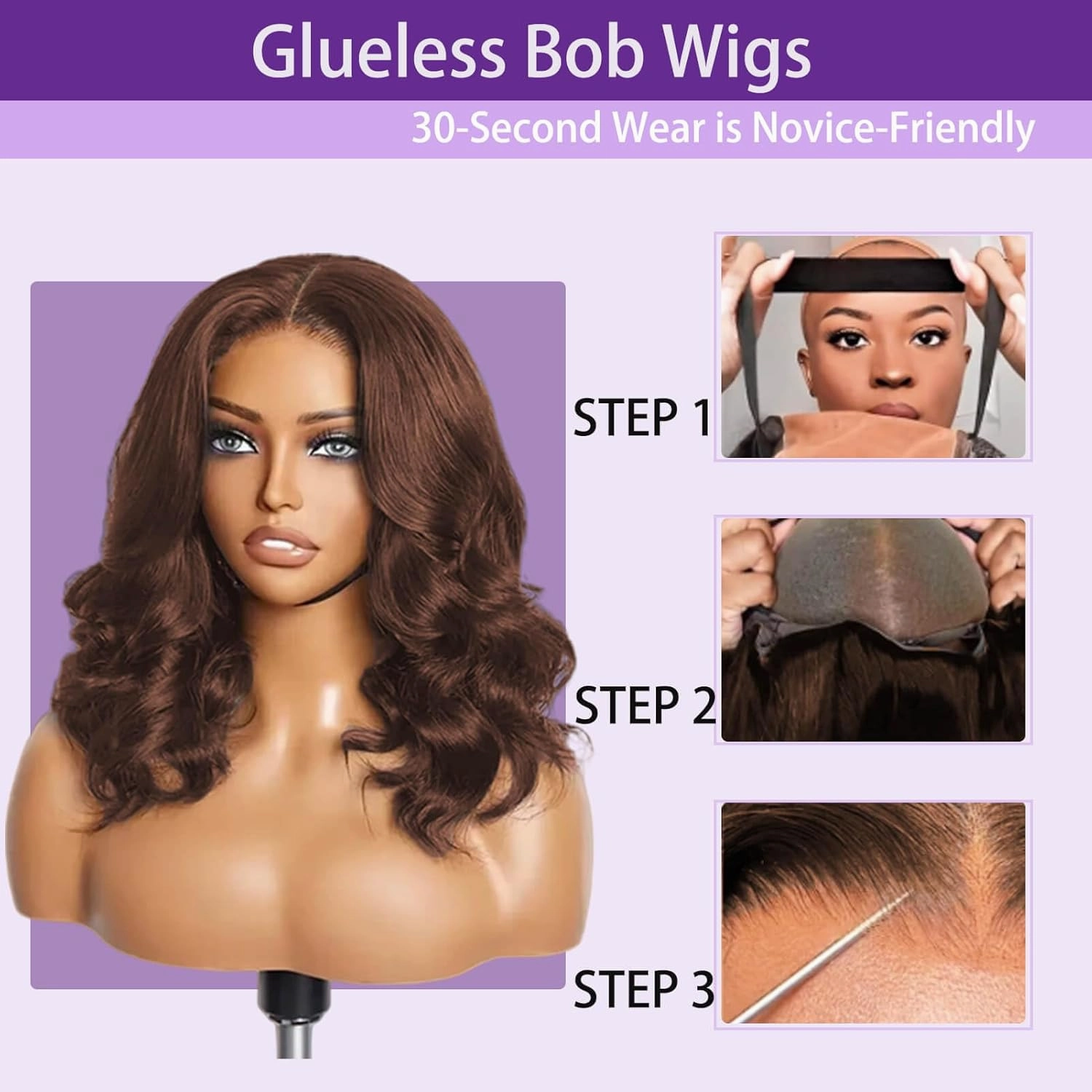 Chocolate Brown Bob Wig Human Hair Glueless Wigs Human Hair Pre Plucked Pre Cut Body Wave 5x5 HD Transparent Closure Wigs 180% Density 100% Brazilian Virgin Hair Brown Wig for Black Women (12 inch)