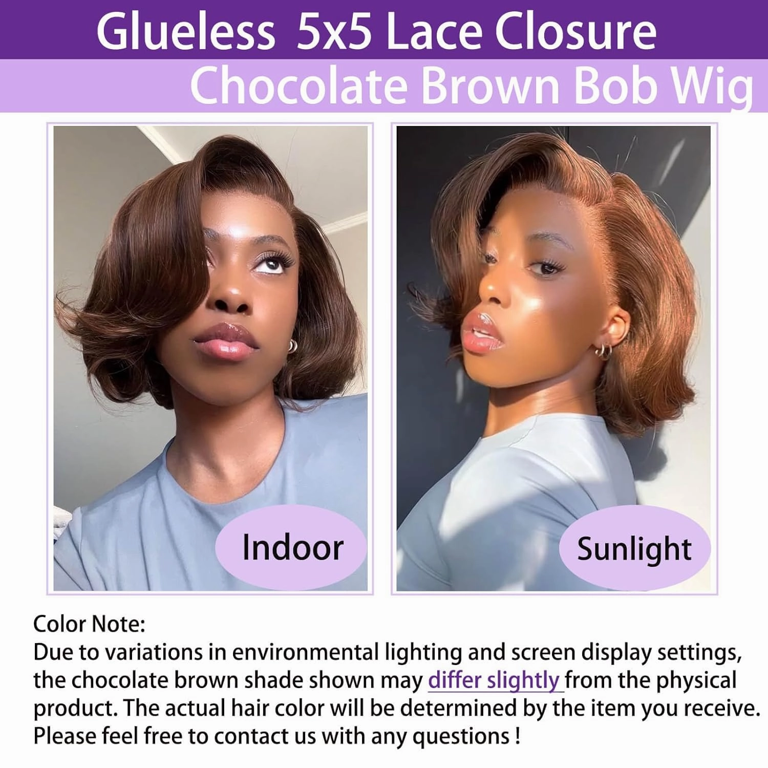 Chocolate Brown Bob Wig Human Hair Glueless Wigs Human Hair Pre Plucked Pre Cut Body Wave 5x5 HD Transparent Closure Wigs 180% Density 100% Brazilian Virgin Hair Brown Wig for Black Women (12 inch)