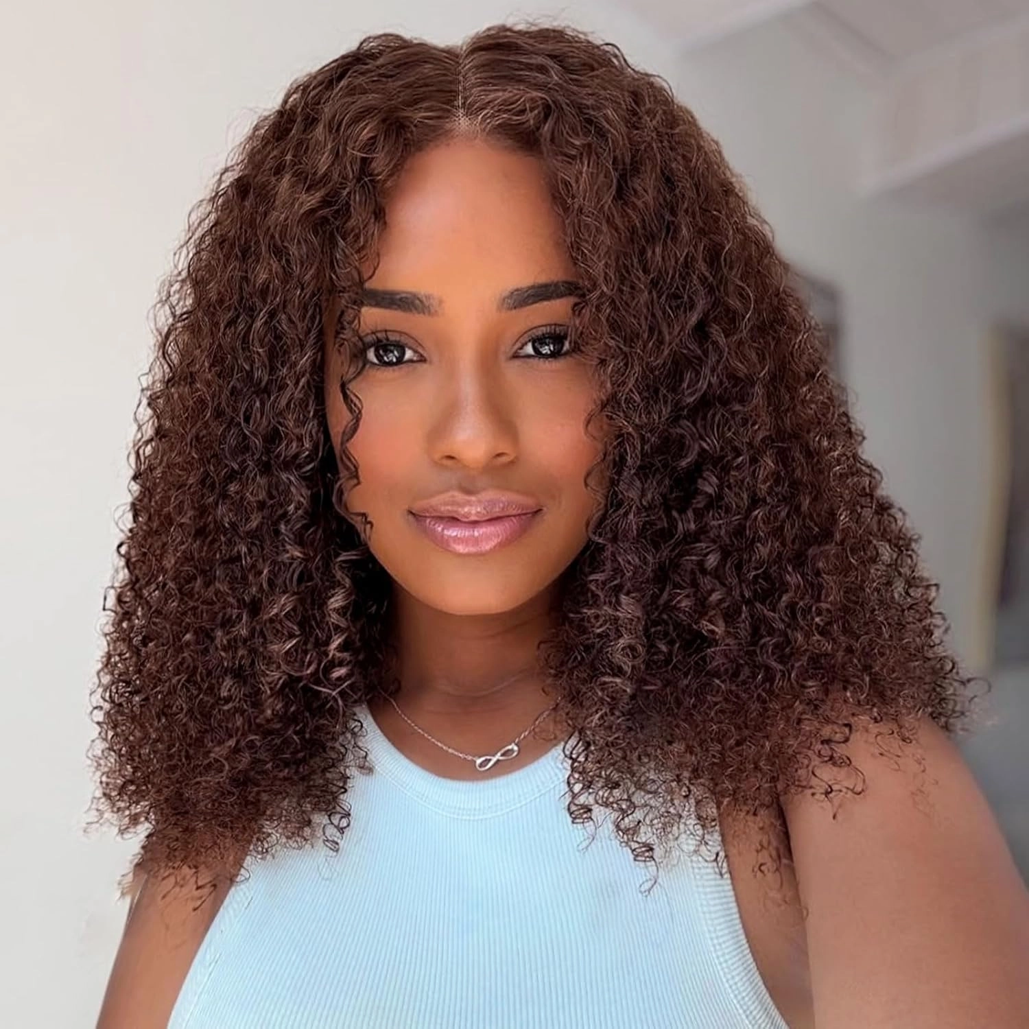 Chocolate Brown Deep Wave BOB Wigs For Black Women Human Hair 13x4 HD Short Curly Dark Brown Lace Front BOB Wigs Human Hair Pre Plucked Wear And Go Glueless #4 Colored 14 Inch