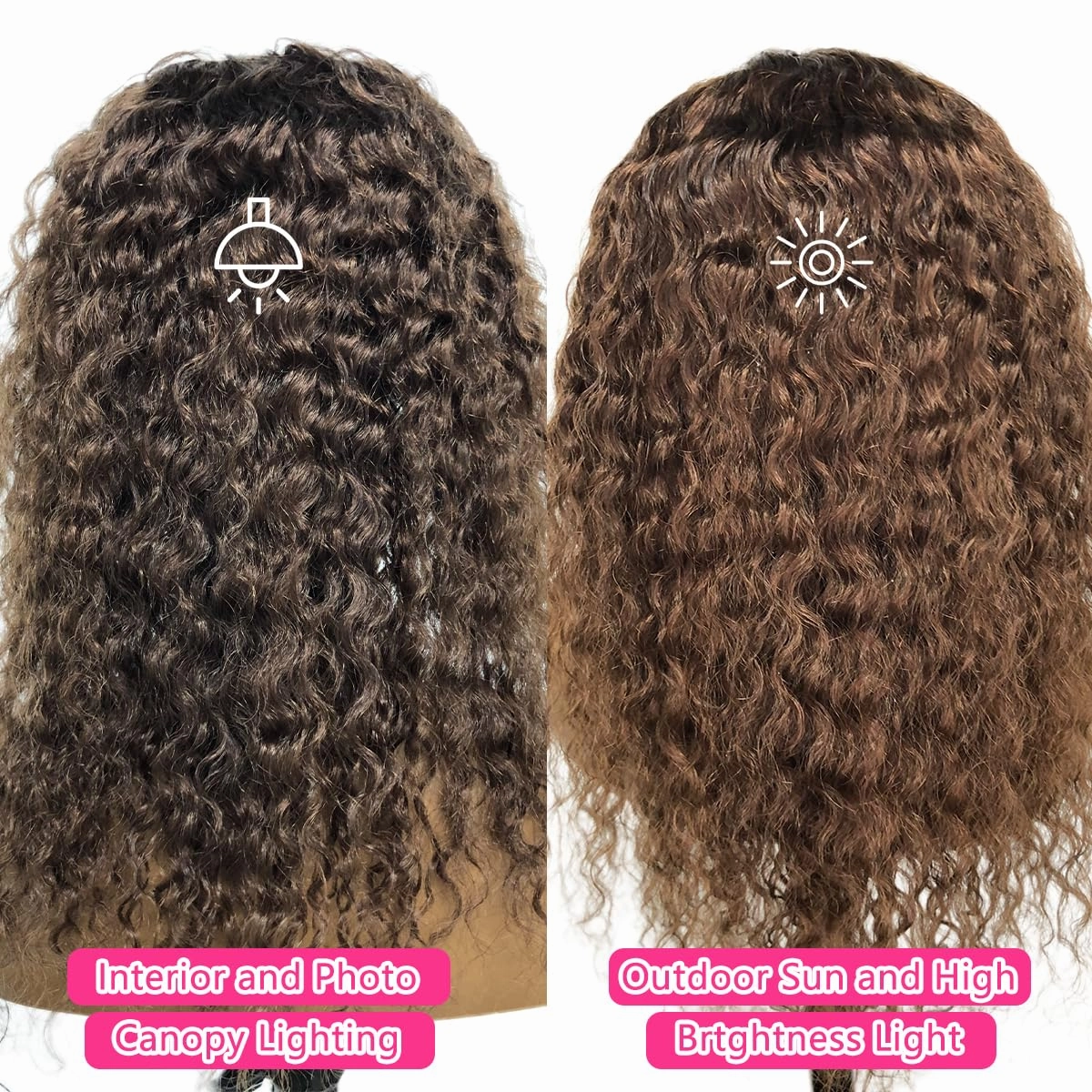 Chocolate Brown Deep Wave Headband Wig Human Hair #4 Colored Curly Headband Wigs for Black Women Human Hair Glueless None Lace Front Wigs Brazilian Virgin Hair Wig Machine Made 150% Density 12 Inch