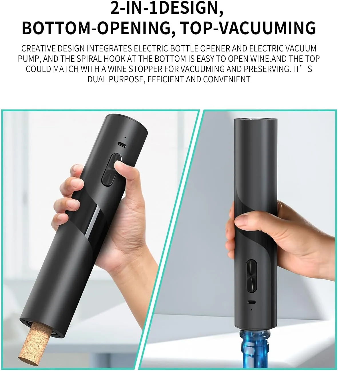 CIRCLE JOY Rechargeable Wine Opener Electric Wine Bottle Opener 7-in-1 Wine Gift Set with Electric Vacuum Pump, Charging Station, Foil Cutter, Wine Aerator Pourer and 2 Wine Stoppers