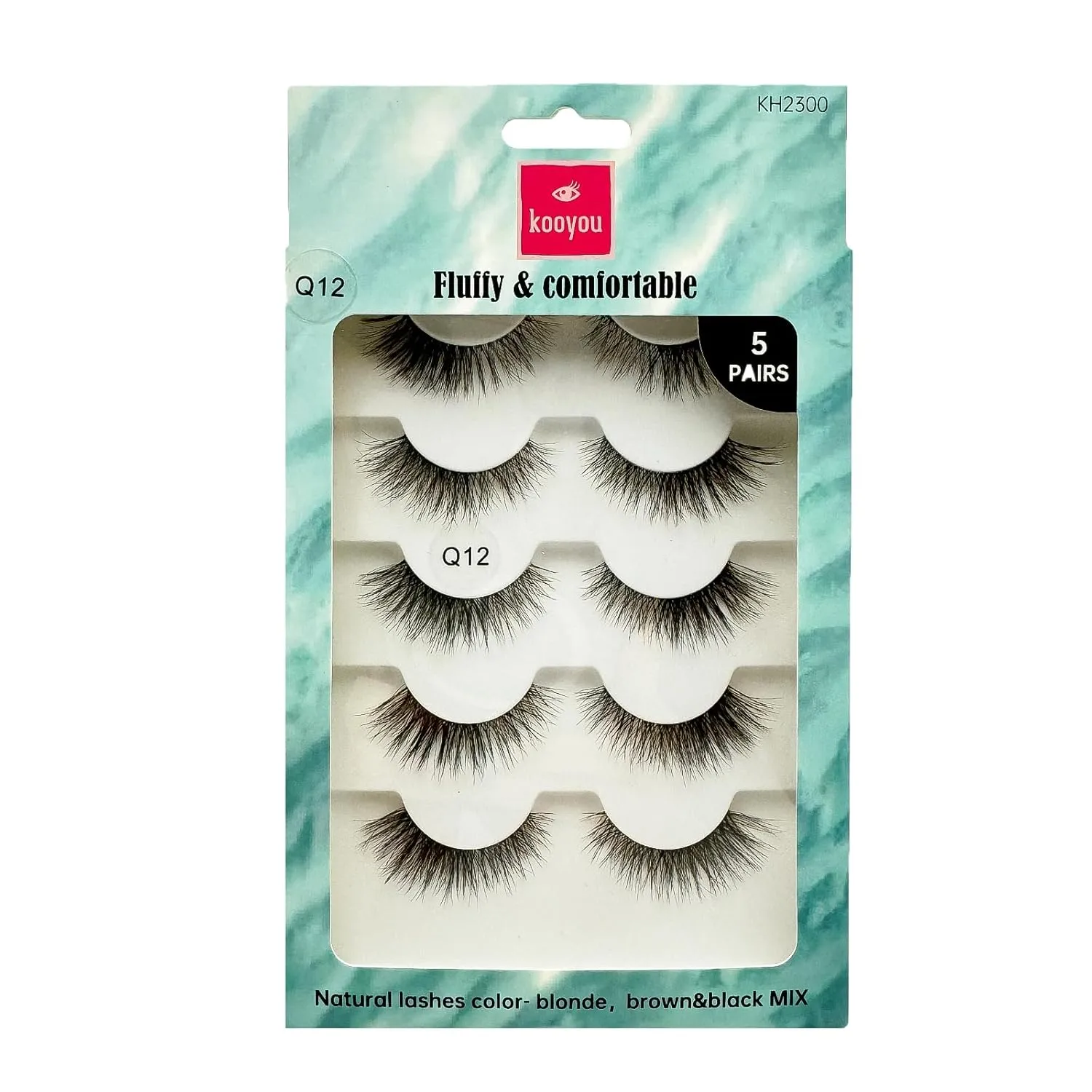 Classic Natural False Eyelashes,Cat Eye Lashes Volume Fox Eyelashes,Natural Brown&black Mix Matter PBT,3D Curl Thick Fake Eyelashes,Reusable Adhesive Eyelashes,#Q12 (2 BOXES)