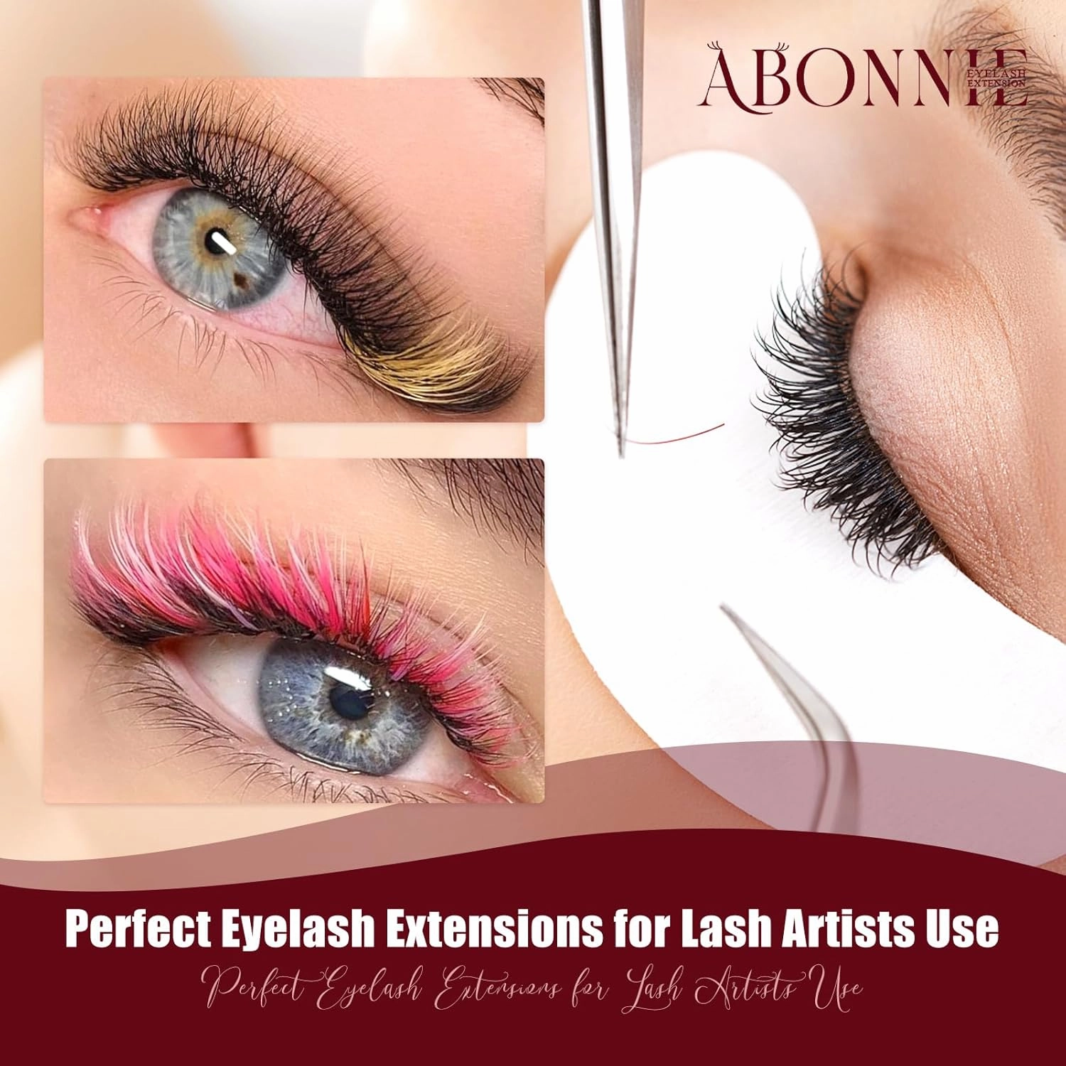 Colored Lash Extensions, 32 Rows Cashmere Mix Classic & Volume Lash Extensions, 0.07 D Curl, 12-15mm
