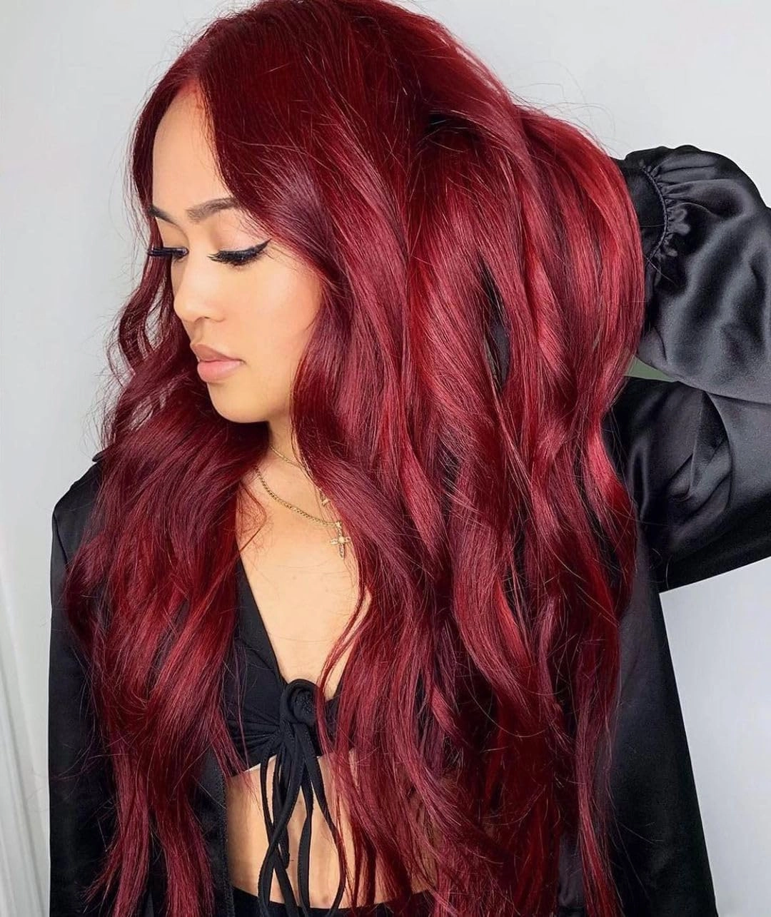 Colorful Queen 99j Burgundy Wig Glueless Long Wavy Red Wigs for Women 26 Inch Curly Wig Put on and Go Wine Red Colored Wigs for Cosplay Daily Use