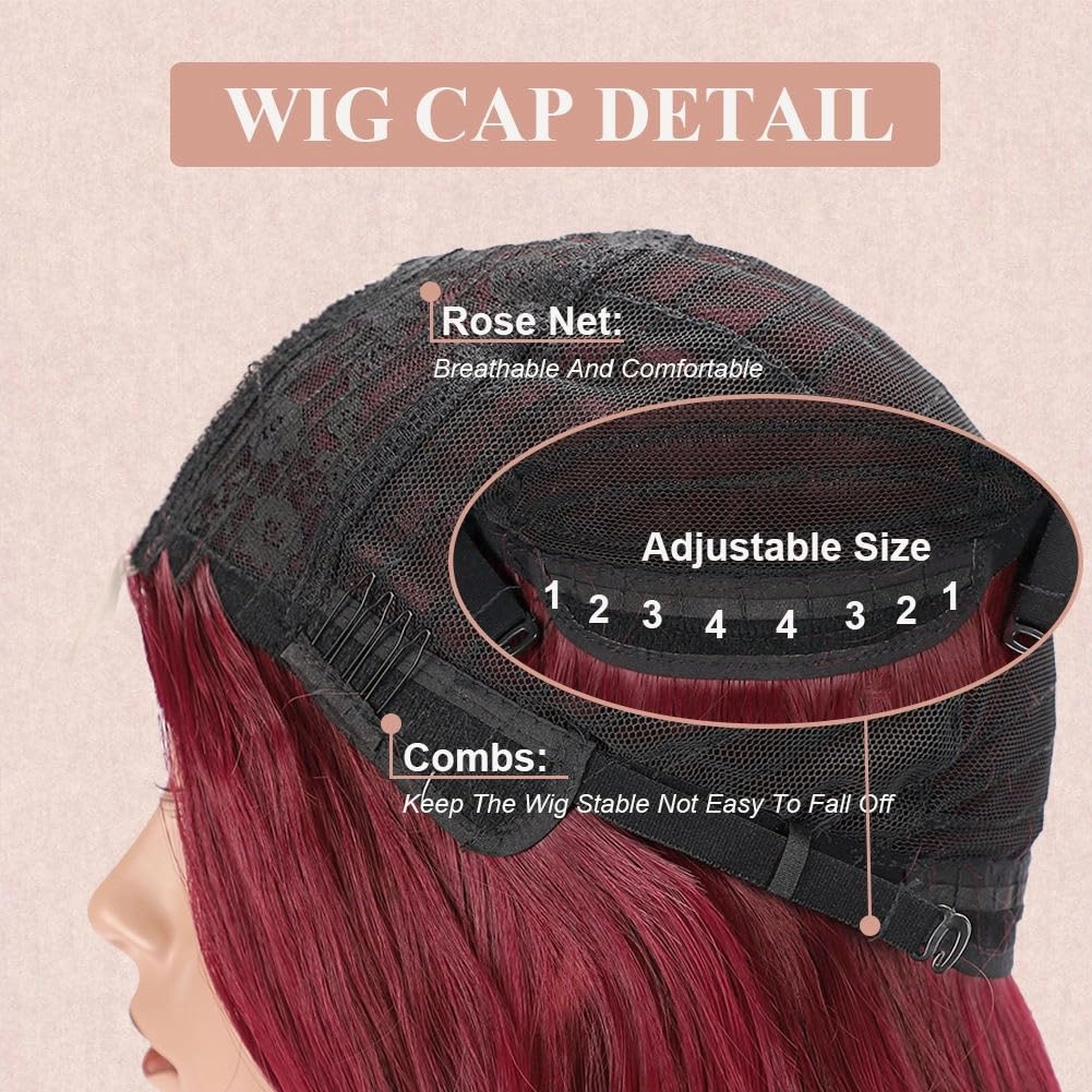 Colorful Queen 99j Burgundy Wig Glueless Long Wavy Red Wigs for Women 26 Inch Curly Wig Put on and Go Wine Red Colored Wigs for Cosplay Daily Use