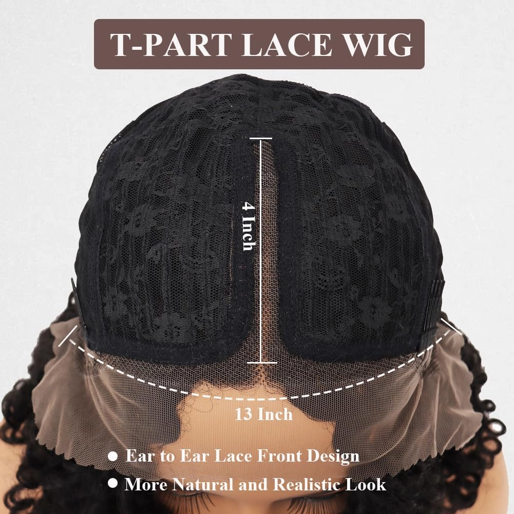 Colorful Queen Curly Wigs for Black Women Brown Deep Wave Curly Lace Front Wigs 18 Inch Long Glueless Kinky Curly Synthetic Lace Front Wigs Pre Plucked with Baby Hair