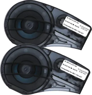Compatible Label Tape Replacememt for M21-750-427-Work with BMP21-PLUS/LAB Black on White 0.75" Self Laminating Vinyl-14' Length -0.75" Width-2 Pack
