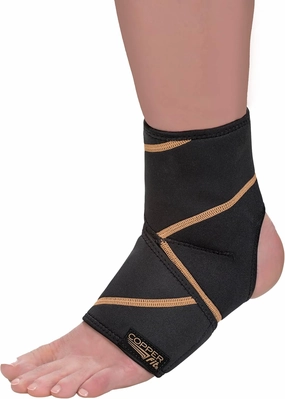 Copper Fit Rapid Relief & Hot/Cold Ankle Foot Wrap with Hot Cold Pack, Black, One Size Fits Most