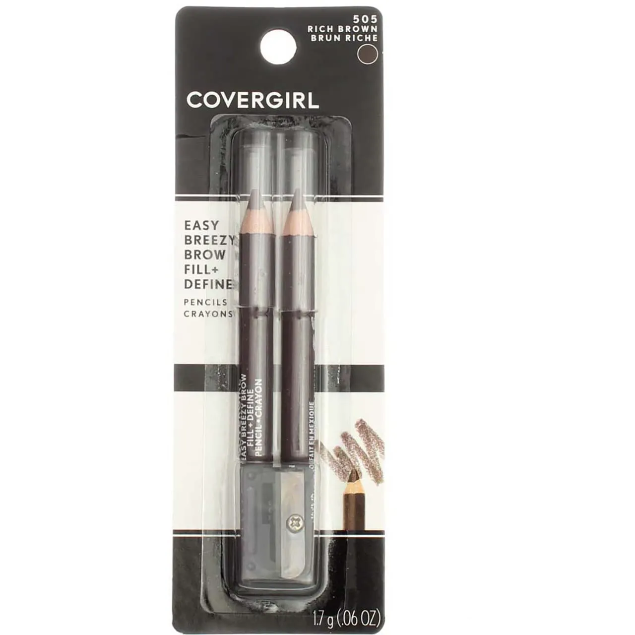 CoverGirl Easy Breezy Brow, Fill Define Pencils [505] Rich Brown 2 ea​​ ( Pack of 5)​
