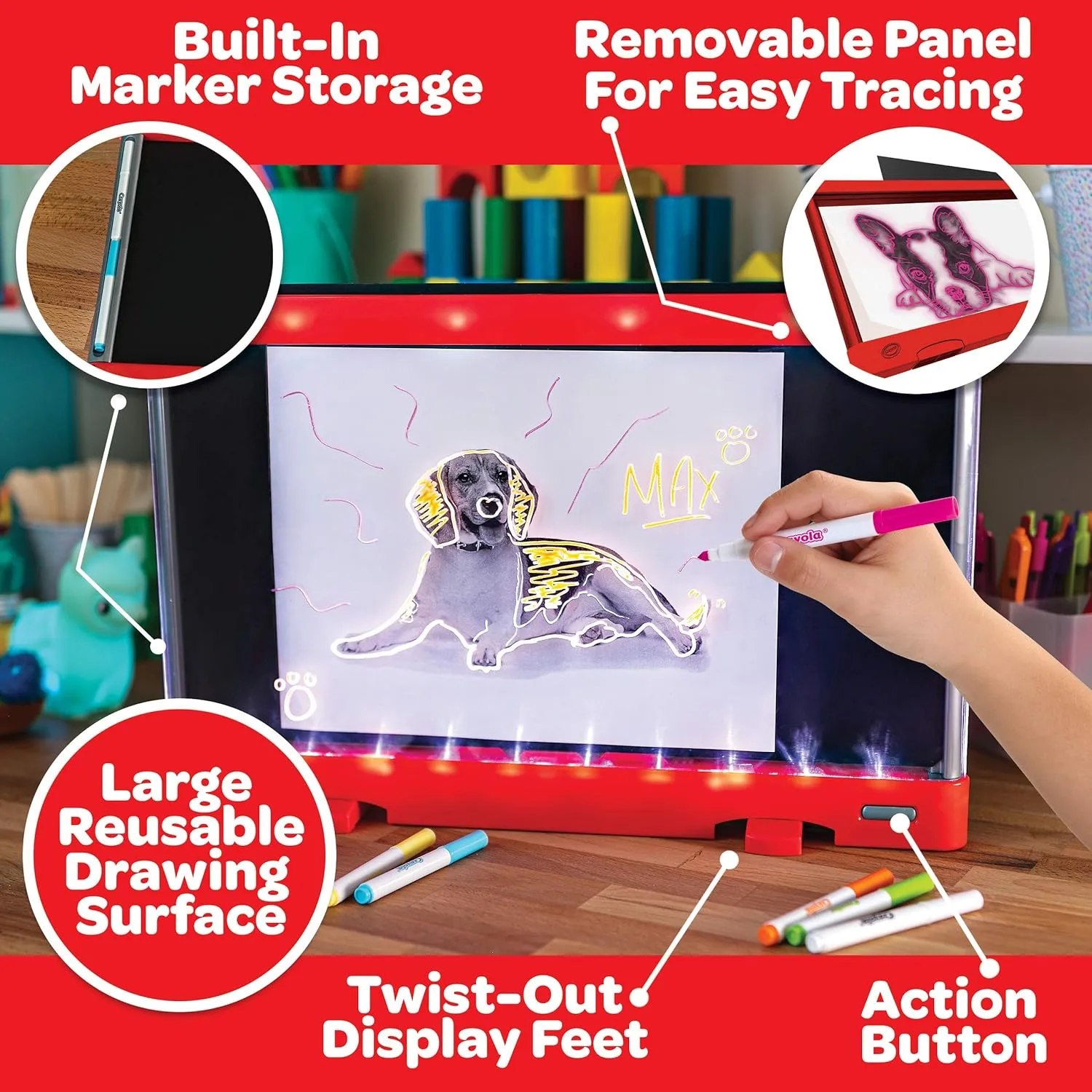 Crayola Ultimate Light Board (Red), Kids Light-Up Tracing Pad, Kids Toys, Gift for Boys & Girls, Drawing Light Box, Ages 6  [Amazon Exclusive]