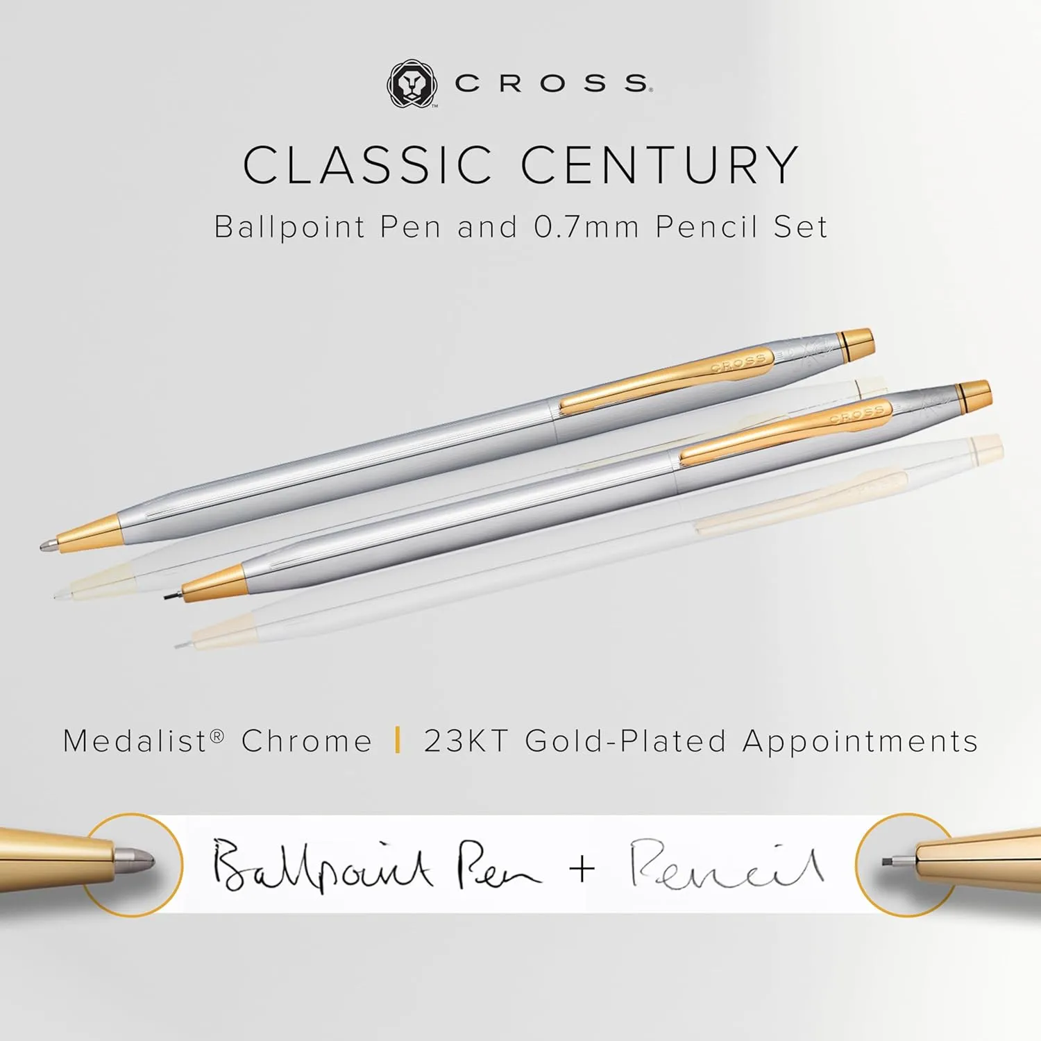 Cross Classic Century Refillable Pen & Pencil Gift Set Presented in a Luxury Gift Box - Medium Point, Black Ink, Medalist