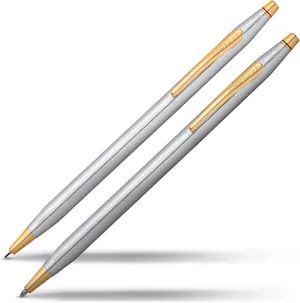 Cross Classic Century Refillable Pen & Pencil Gift Set Presented in a Luxury Gift Box - Medium Point, Black Ink, Medalist