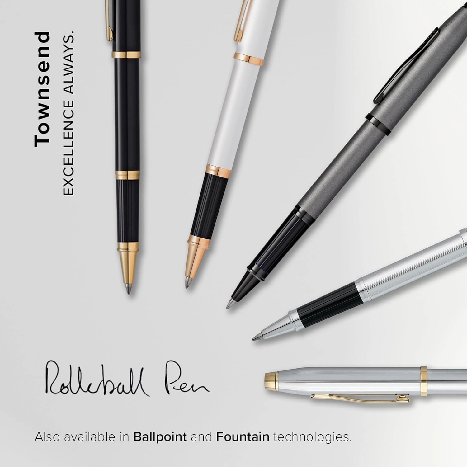 Cross Townsend Refillable Rollerball Pen Presented in a Luxury Gift Box - Medium Point, Black Ink, Medalist