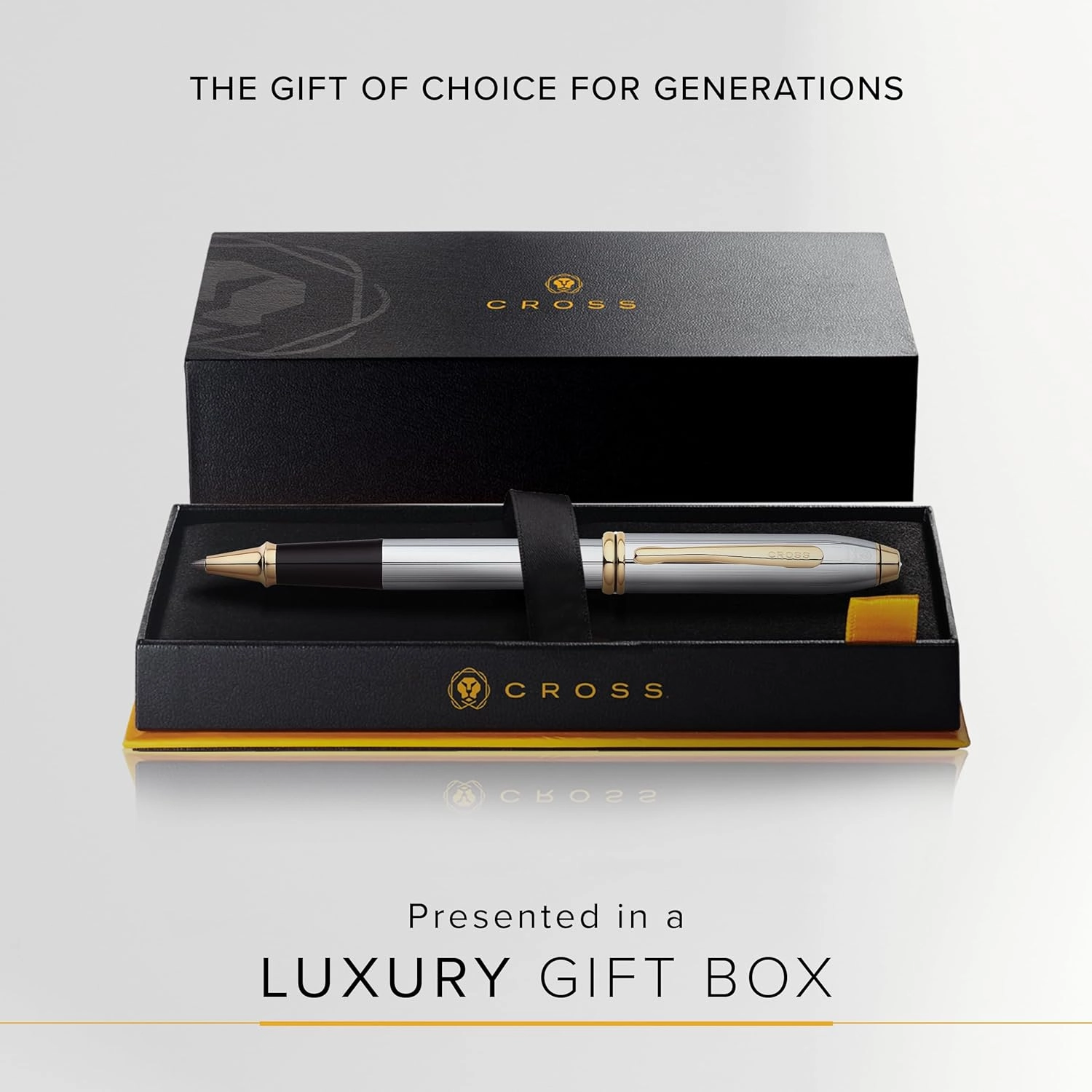 Cross Townsend Refillable Rollerball Pen Presented in a Luxury Gift Box - Medium Point, Black Ink, Medalist
