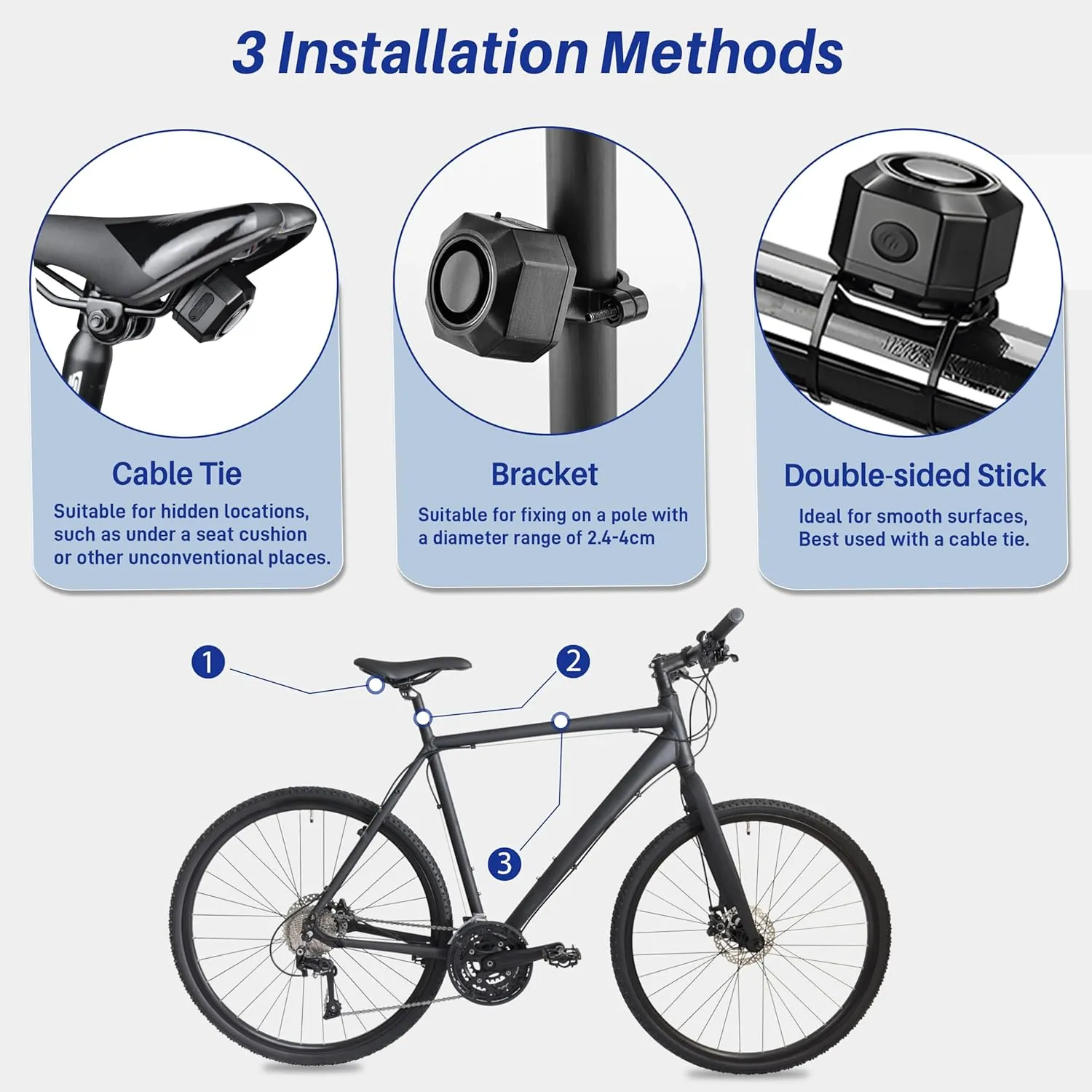 Cruxer Bike Alarm USB Rechargeable with Mount, Electric Bike Alarm with Remote,Wireless Motion Sensor Bicycle Security Anti Theft System,Waterproof Vibration Alarm for Motorcycle Scooter (1 Pack)