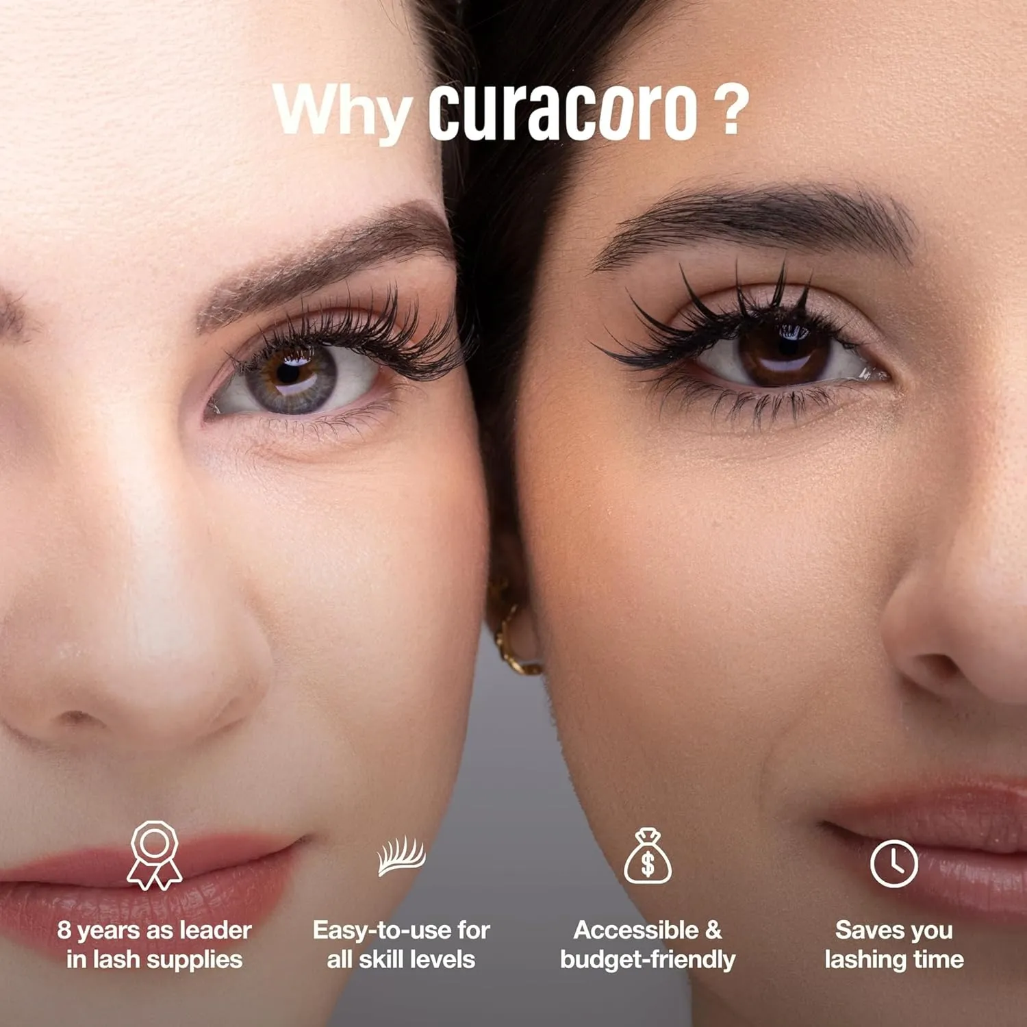 Curacoro Promade 500 Fans - 3D to 16D Handmade Volume Lash Fans, C CC D DD L M Curls, Thickness 0.03~0.1mm, 8–20mm Length, Long-Lasting Eyelash Extension Fans (10D-0.03 CC, 10mm)