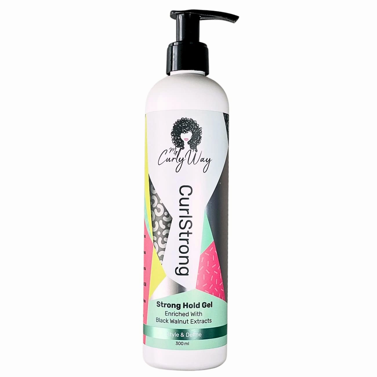Curly Hair Strong Hold Gel – Curlstrong Styling and Defining Gel for Waves, Curls and Coils - 100% Vegan (10 oz.)