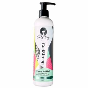 Curly Hair Strong Hold Gel – Curlstrong Styling and Defining Gel for Waves, Curls and Coils - 100% Vegan (10 oz.)