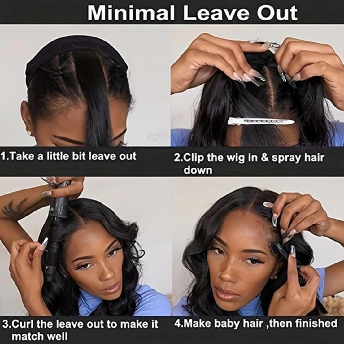 Curly V Part Wigs For Black Women Water Wave Blend Human Hair Synthetic U Part Wig Glueless Full Head Clip In Half Wig V Shape Wigs No Leave Out No Sew In 200% Density (NATURAL COLOR 2.0, 24 Inch)