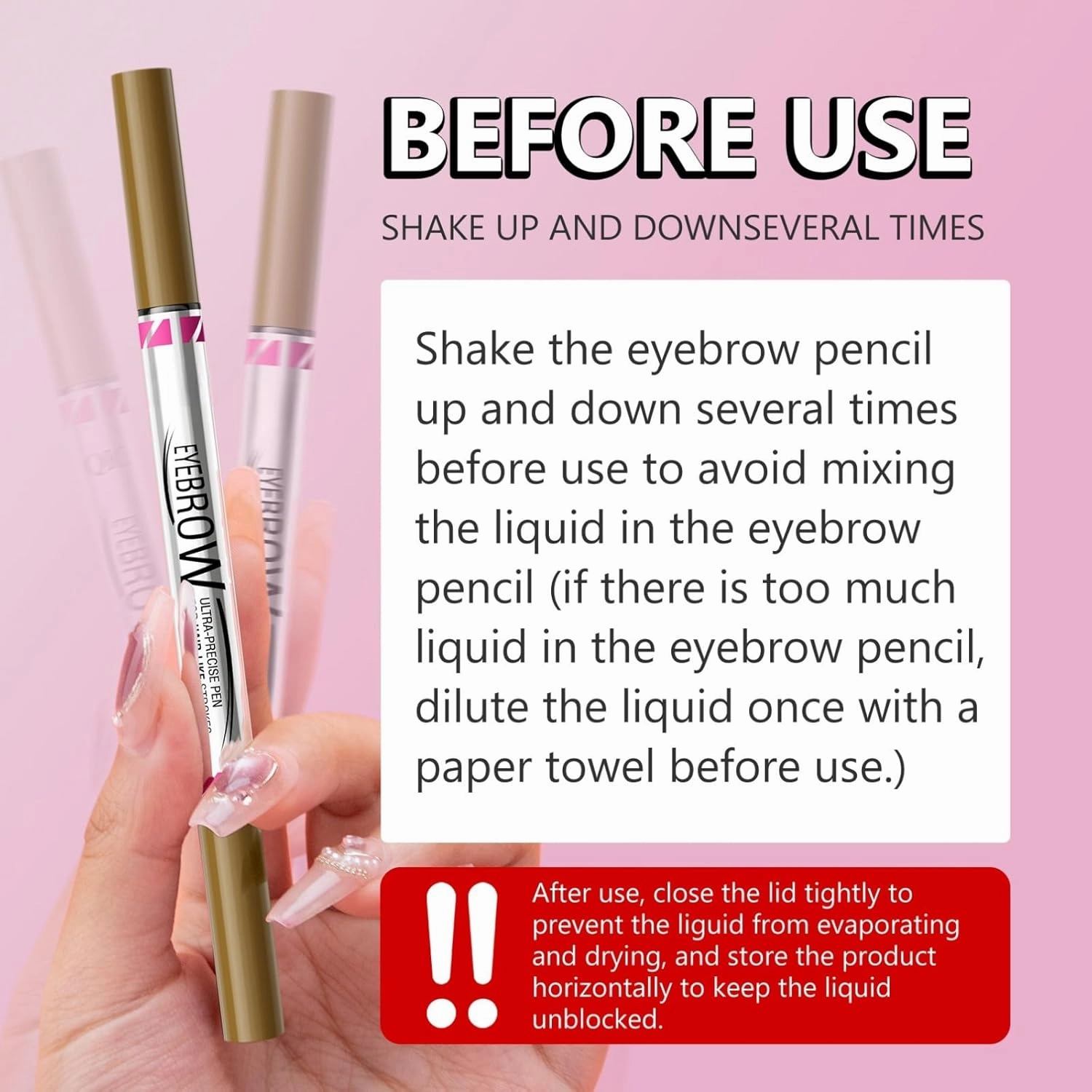 Curved Eyebrow Pen 2-in-1 Dual-Ended Microblading Eyebrow pencil and Eyeliner 3D Waterproof Eyebrow Pen Create Natural Hair Like Brows with Micro Fork Tip and Precise Brush Tip (01# 2pcs)
