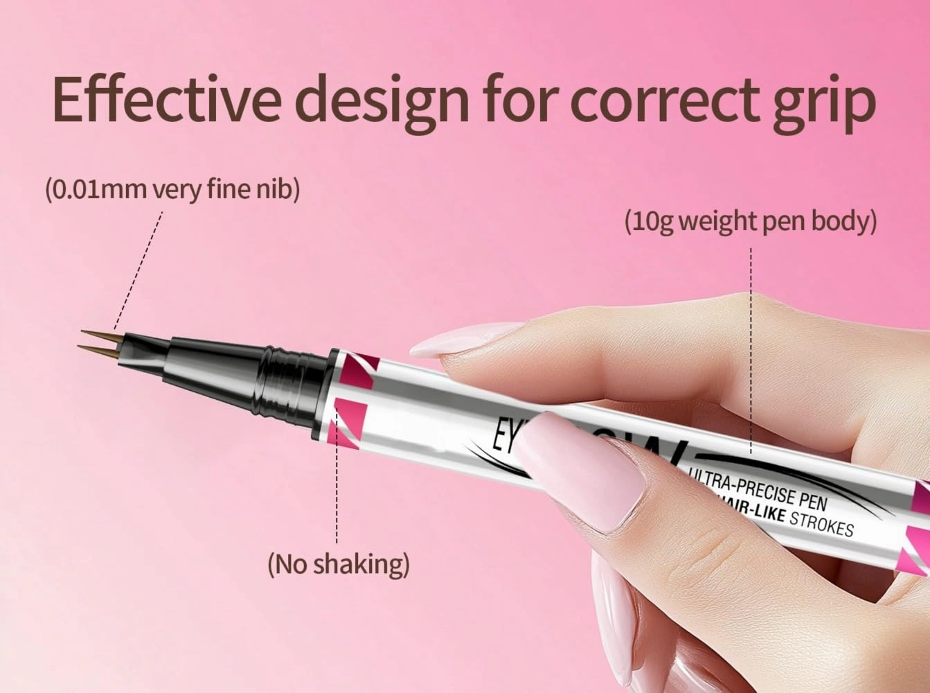 Curved Eyebrow Pen 2-in-1 Dual-Ended Microblading Eyebrow pencil and Eyeliner 3D Waterproof Eyebrow Pen Create Natural Hair Like Brows with Micro Fork Tip and Precise Brush Tip (01# 2pcs)