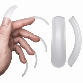 Curved Nail Tips Press on Full Cover, Extra Curve Square Gel x Thick Long XL XXL Acrylic Fake Nails Extension kit, Clear Pre-etched Soft French False Nail 12 Sizes 240pc (QUEEN SQUARE PRO)