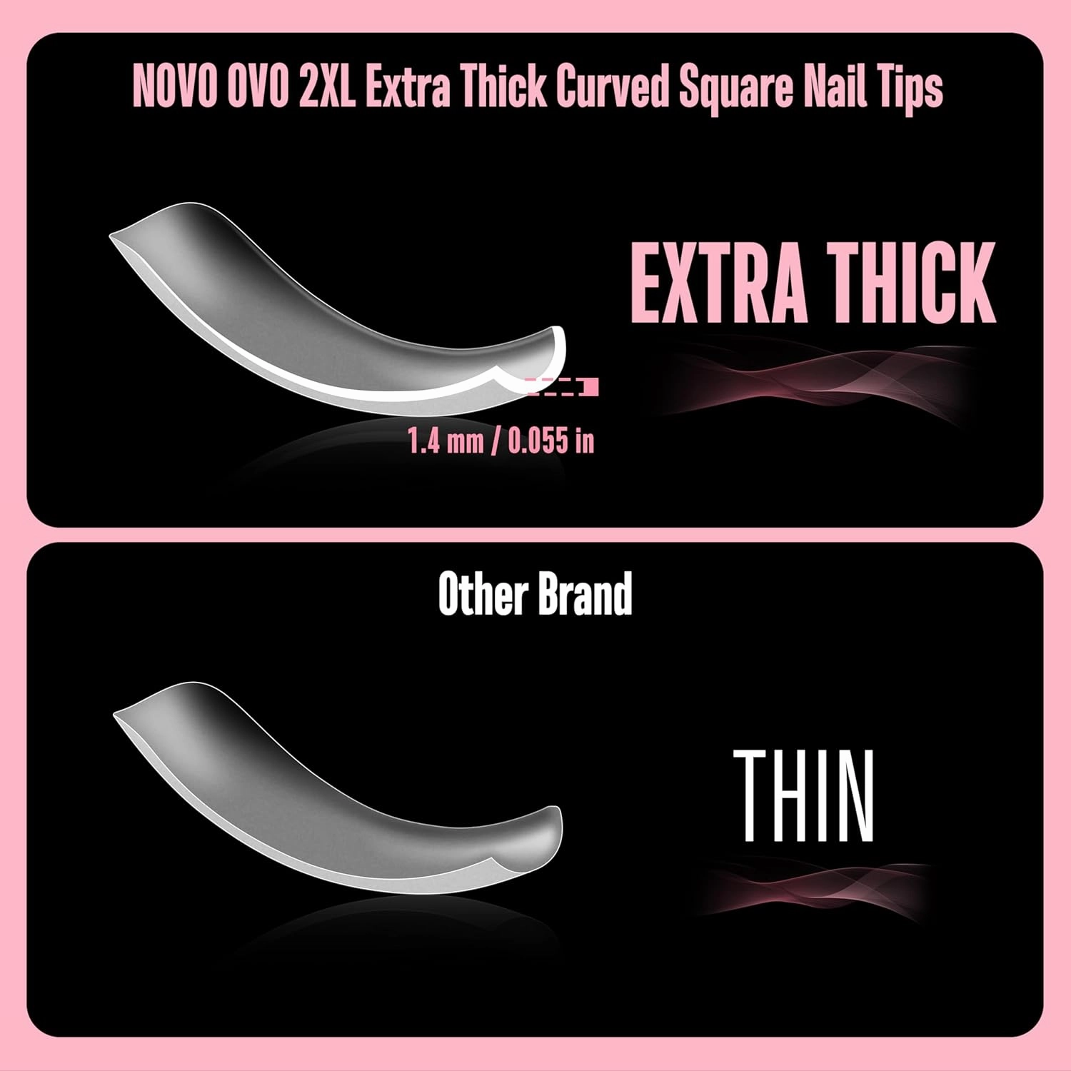 Curved Nail Tips Press on Full Cover, Extra Curve Square Gel x Thick Long XL XXL Acrylic Fake Nails Extension kit, Clear Pre-etched Soft French False Nail 12 Sizes 240pc (QUEEN SQUARE PRO)