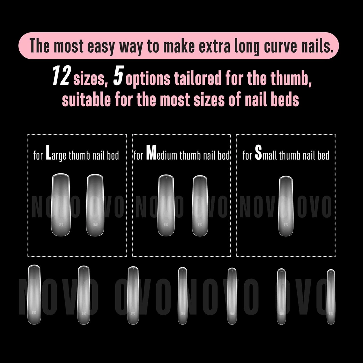 Curved Nail Tips Press on Full Cover, Extra Curve Square Gel x Thick Long XL XXL Acrylic Fake Nails Extension kit, Clear Pre-etched Soft French False Nail 12 Sizes 240pc (QUEEN SQUARE PRO)