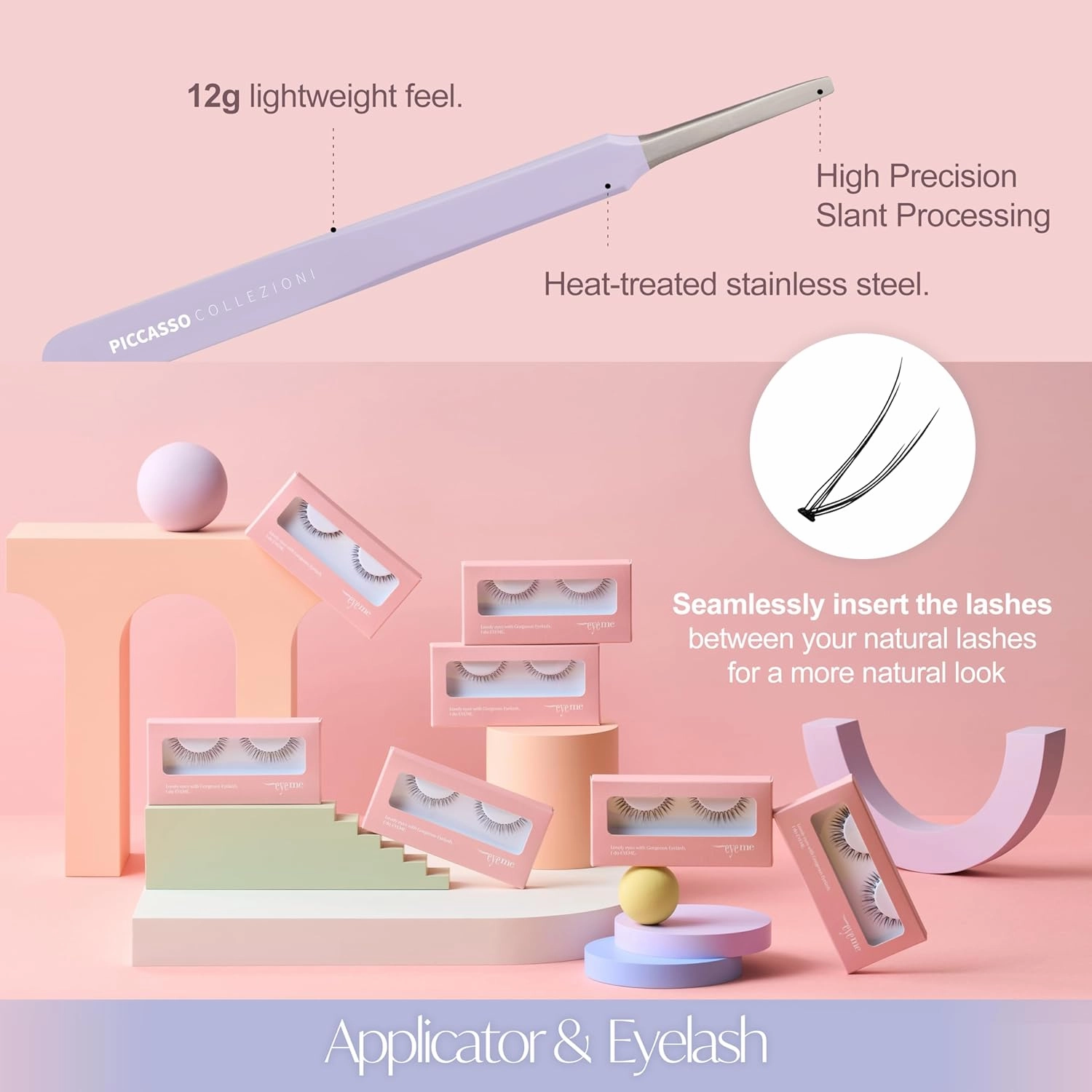 Cutting Eyelash NO.V33 – 5 Set Pack, Bold Wispy Cluster Lashes with Extra-Long Middle Fibers for a Wide-Open Eye Effect, Soft & Natural False Eyelashes, Glue Not Included, K-Beauty