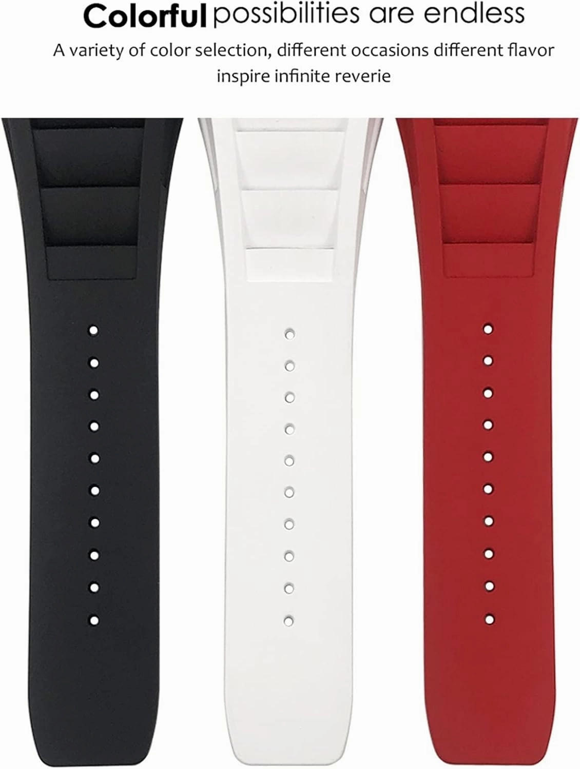CZKE 19mm Quality Rubber Watchband Replacement for Richard Mille RM035 011 055 030 Black White Red Metal Interface Watch Strap (Color : Preto, Size : 19mm)