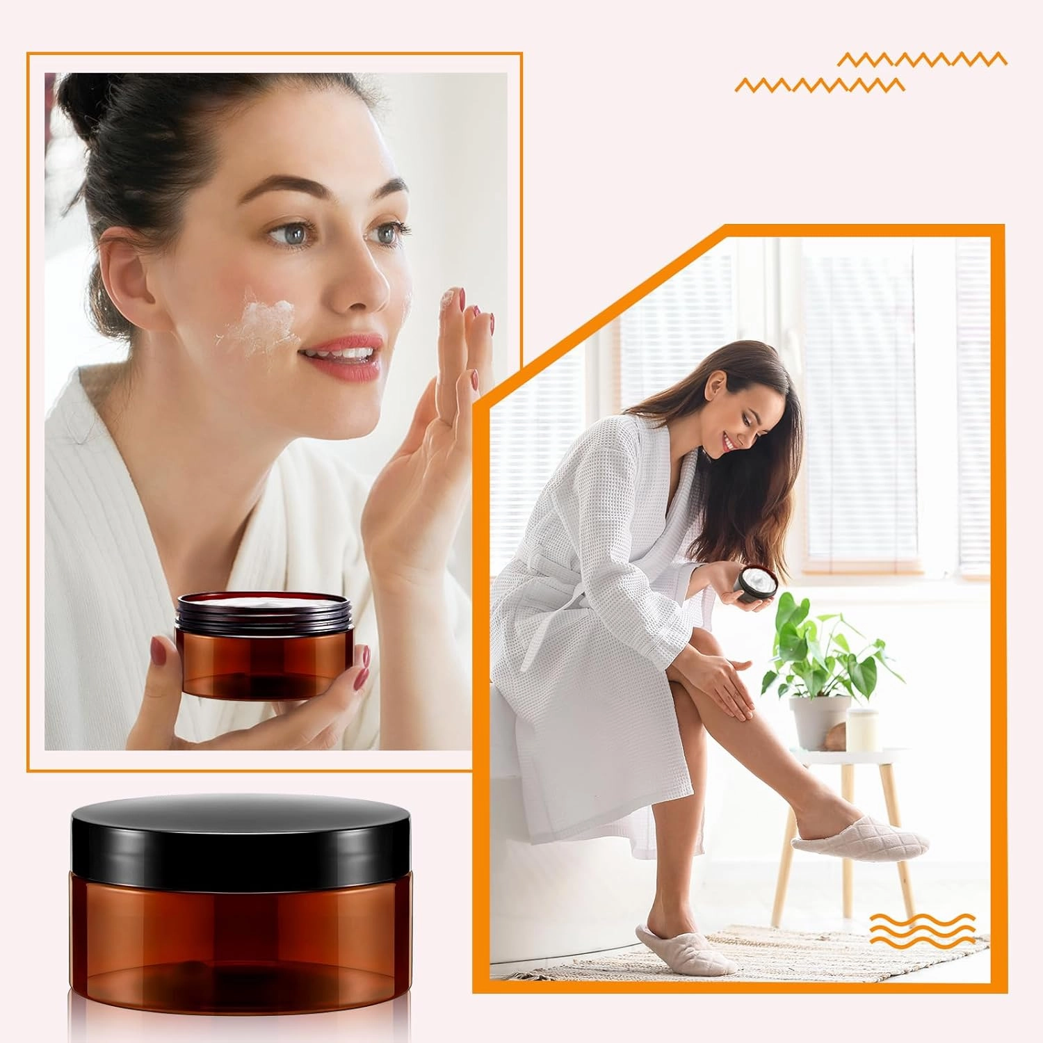 Dandat 24 Pcs 4 oz Plastic Jars with Lid and Label PET Cosmetic Containers Leak Proof Empty Cosmetic Jars Refillable Storage Travel Containers for Lotion Cream Gel Powder(Brown with Black Lids)