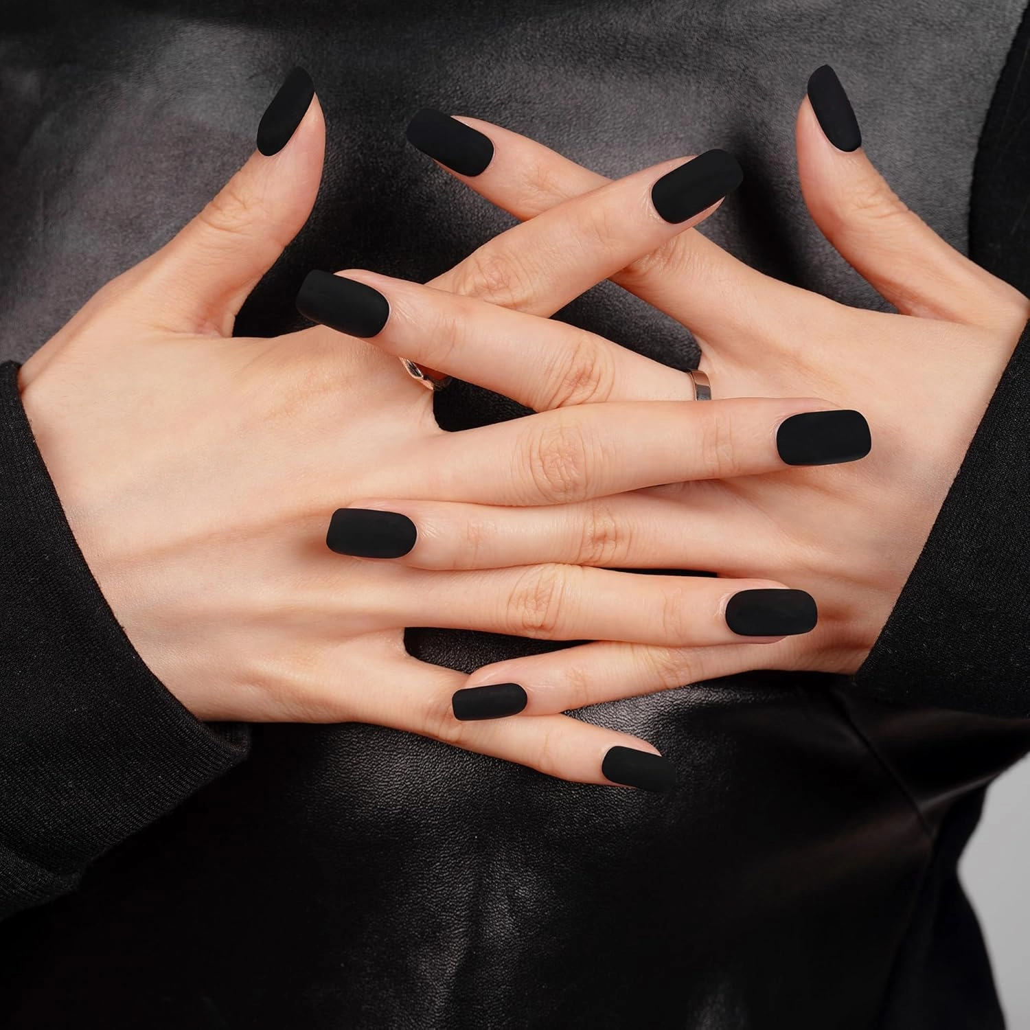 DANNI & TONI Semi Cured Gel Nail Strips Matte Black (Black Velvet) Solid Color Glaze Gel Nail Wraps 28 Stickers