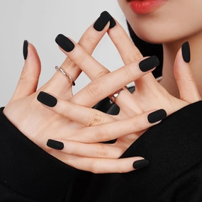 DANNI & TONI Semi Cured Gel Nail Strips Matte Black (Black Velvet) Solid Color Glaze Gel Nail Wraps 28 Stickers