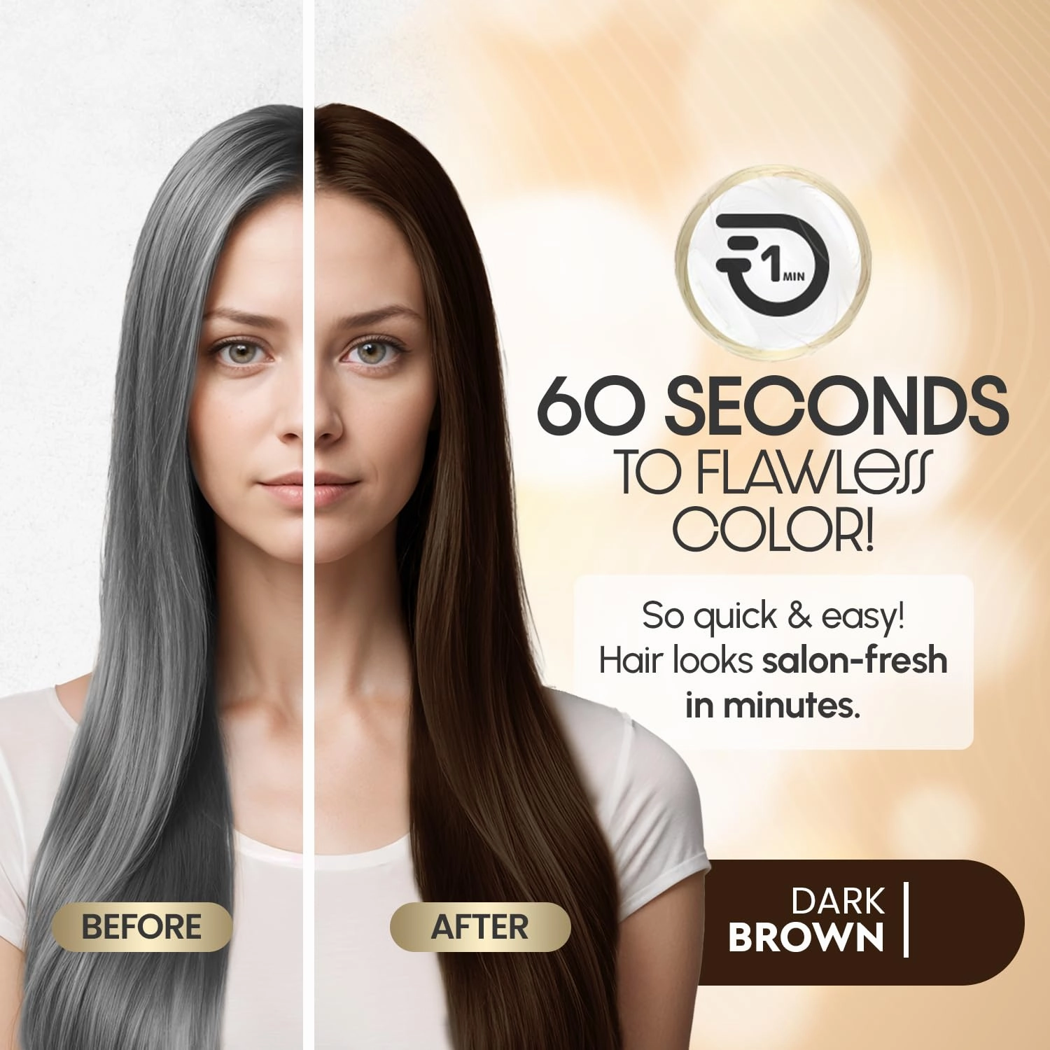 Dark Brown Rapid Infusion Hair Color Cream, Permanent Hair Dye in One Minute with Comb Applicator and Argan Oil Deep Conditioning Hair Mask 28.2 FL OZ Combo Pack