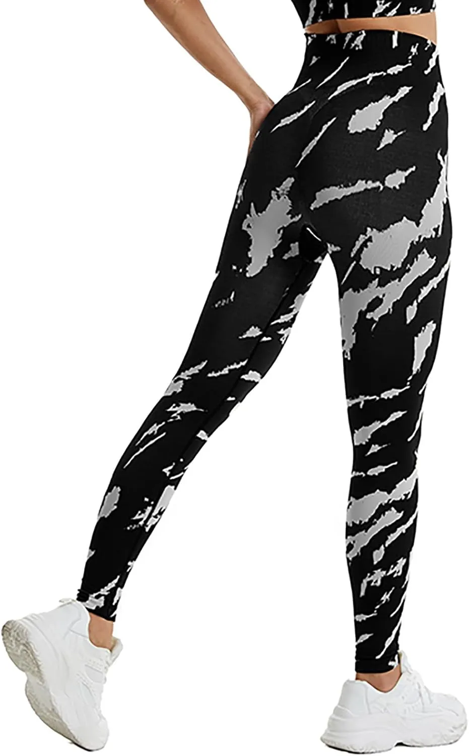 DASAYO Seamless Yoga Pants for Women High Waist Tummy Control Full Length Camo Print Active Gym Leggings
