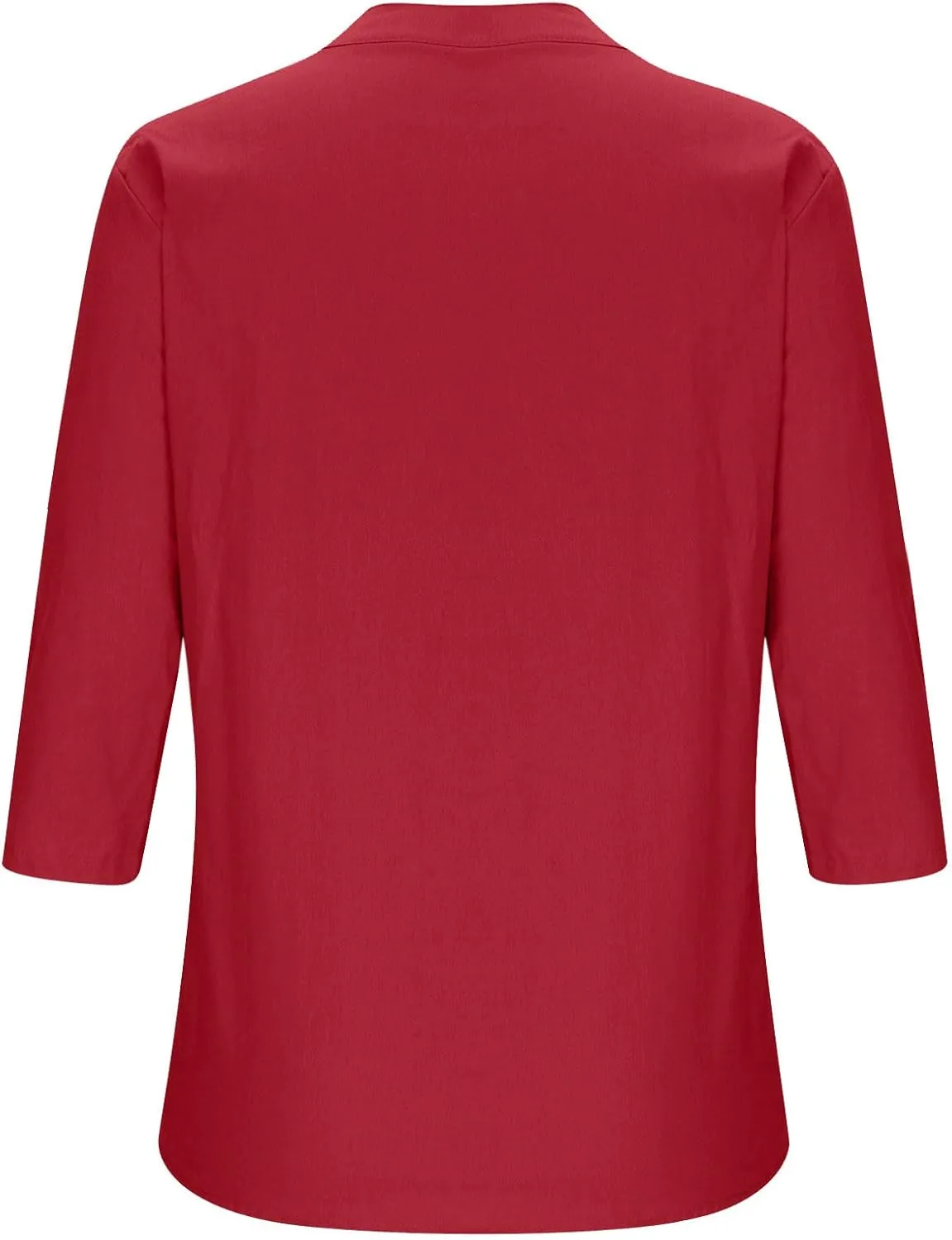 DASAYO Women's Casual 3/4 Length Sleeve Shirts Solid Color V Neck Button up Blouse Loose Fit Spring Summer Outfits