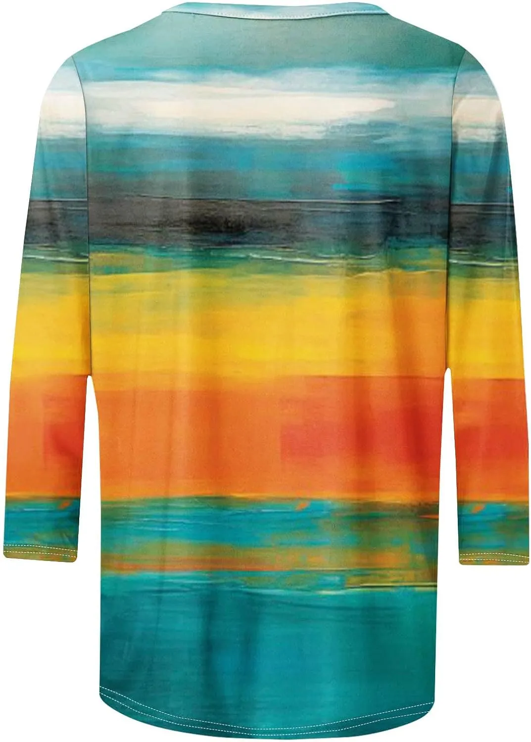 DASAYO Womens Fashion 2024 3/4 Sleeve Shirts Crewneck Casual Plus Size Tops for Women Trendy Tie Die Print Going Out Tops