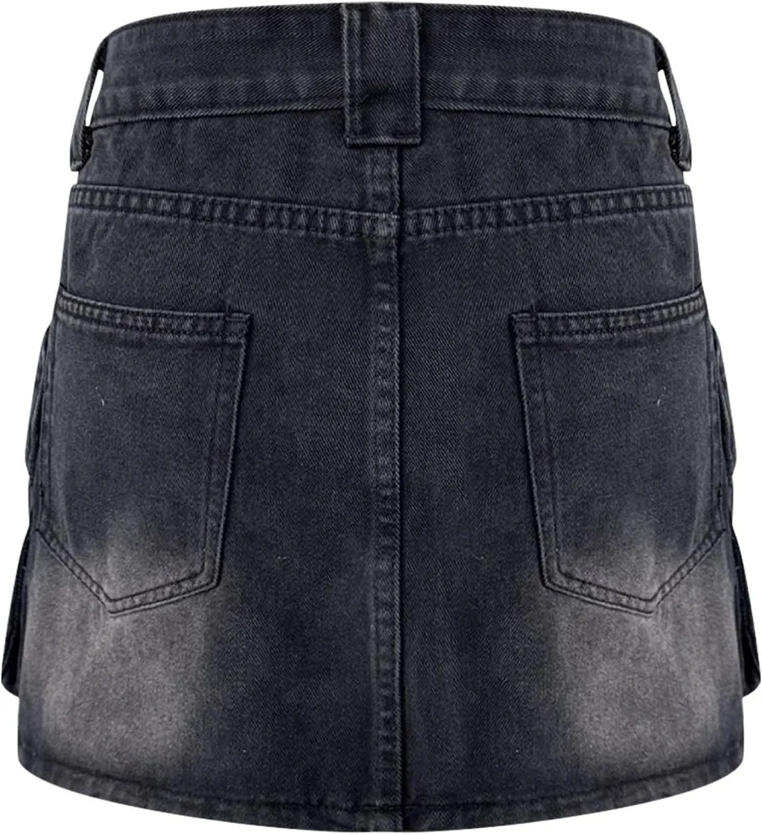 Denim Skort Skirts for Women Casual Mini Jean Skirt Stretch Low Waisted Zip Fly Cargo Denim Skirt Streetwear