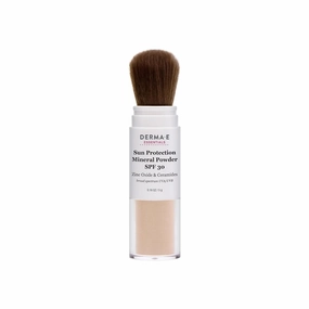 DERMA E Mineral Sunscreen for Face, SPF 30 Brush On Sun Protection Mineral Powder Sunscreen, 0.16 Oz, Mattifying Zinc Oxide & Ceramides, Sets Makeup, Controls Oil, Translucent Finish, All Skin Tones