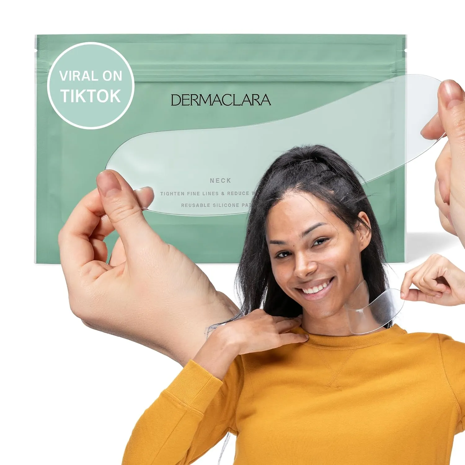 Dermaclara Neck Wrinkle Patches - Silicone Neck Patches for Wrinkles, Anti Aging and Tightening Overnight Skin Treatment for Women and Men, Anti-Wrinkle Pads, Reusable Up to 30 Times - 1 Patch