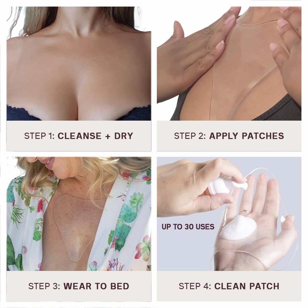 Dermaclara Chest Wrinkle Patch - Silicone Chest Patches for Wrinkles, Reusable Chest Wrinkle Pads, Overnight Scar Treatment for Pregnancy, Stretch Marks, Skin Repair, Up to 30 Uses - 1 Patch