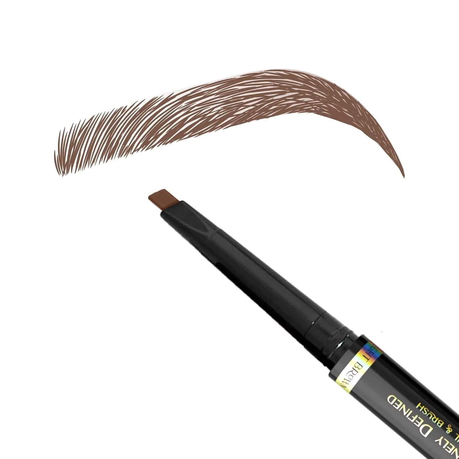 Divinely Defined Precision Eyebrow Pencil & Brush | THICK Light Brown | Precision Tip & Spoolie for Shaping Perfect Brows