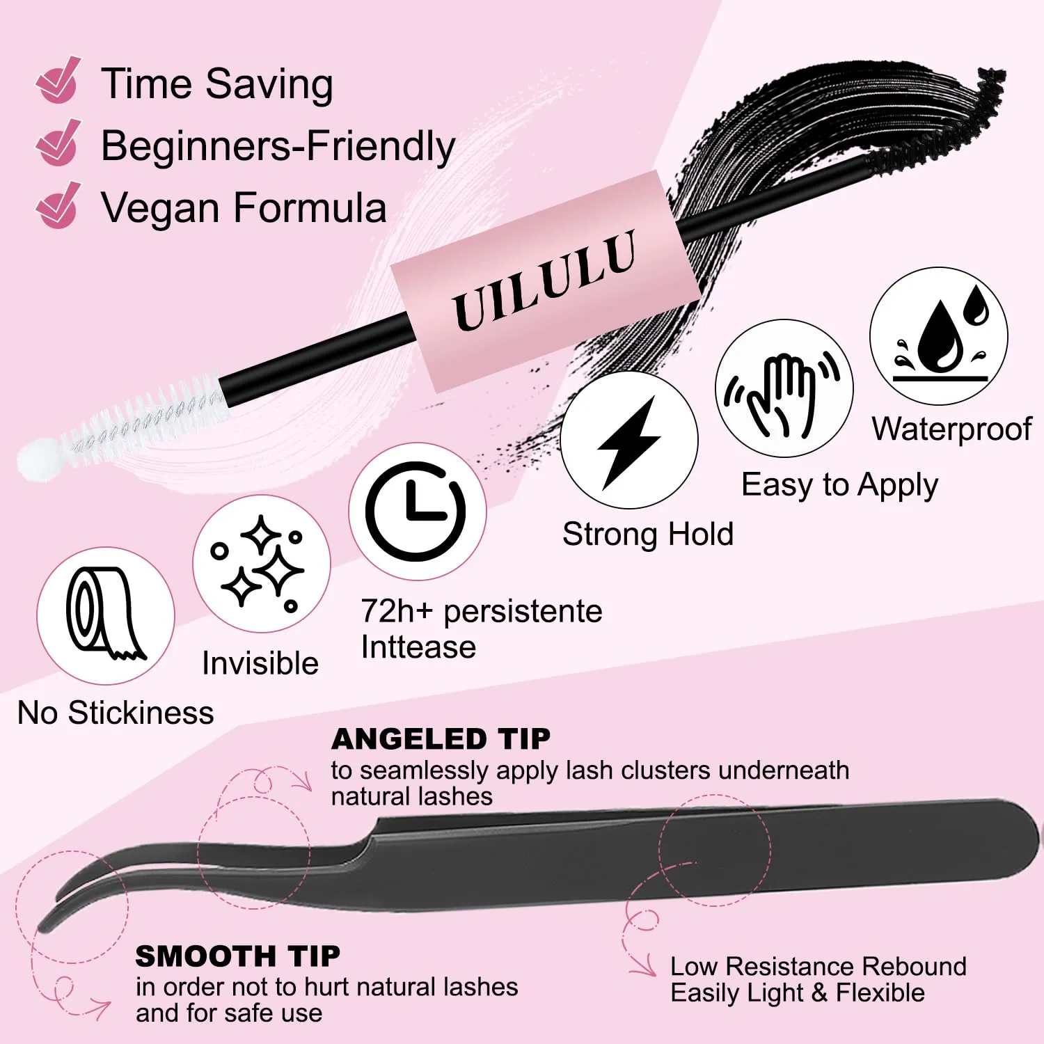 DIY Lash Extension Kit 168 Count Individual Lash Clusters D Curl Clusters Lashes, Lashes Kit with Lash Bond & Seal, Lash Remover, Lash Tweezers, and Lash Brush D Curl-0.07-8-18MM (U03 Lash Kit)