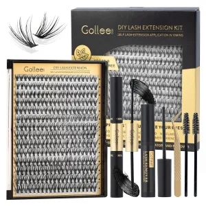 DIY Lash Extension Kit 280 PCS D Curl Individual Lashes Eyelash Extension Kit 9-16mm 20D Lash Clusters with Lash Bond and Seal Lashes Glue Remover Lash Applicator Tool at Home