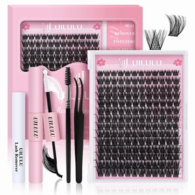 DIY Lash Clusters Kit - 168 Natural Individual Clusters False Eyelashes, Extension Kit with Bond & Seal, Remover, Tweezers, and Curl Brush - 0.07-8-18MM