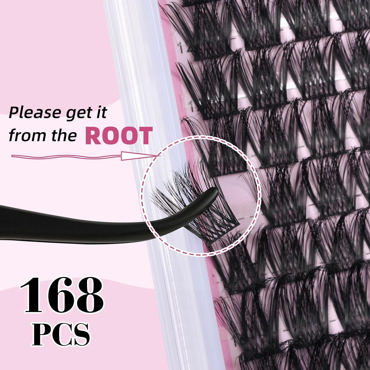 DIY Lash Clusters Kit - 168 Natural Individual Clusters False Eyelashes, Extension Kit with Bond & Seal, Remover, Tweezers, and Curl Brush - 0.07-8-18MM