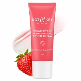 Do, t & Ke' y Strawberry Dew Strobe Cream – Face Moisturizer & Liquid Highlighter for Radiant, Dewy Glow – With Niacinamide & Pro-Vitamin B5 – Hydrating Cream for All Skin Types – 1.01 fl oz (30 mL)