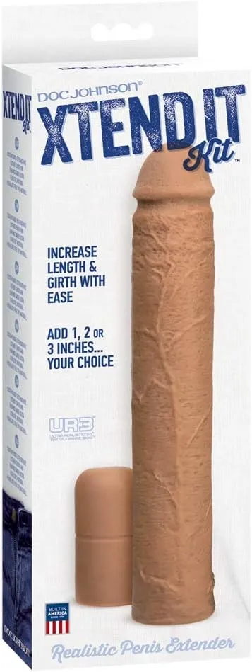 Doc Johnson Xtend It Kit - Realistic and Customizable Penis Extension Kit - Add 1-to-3 inches - Brown