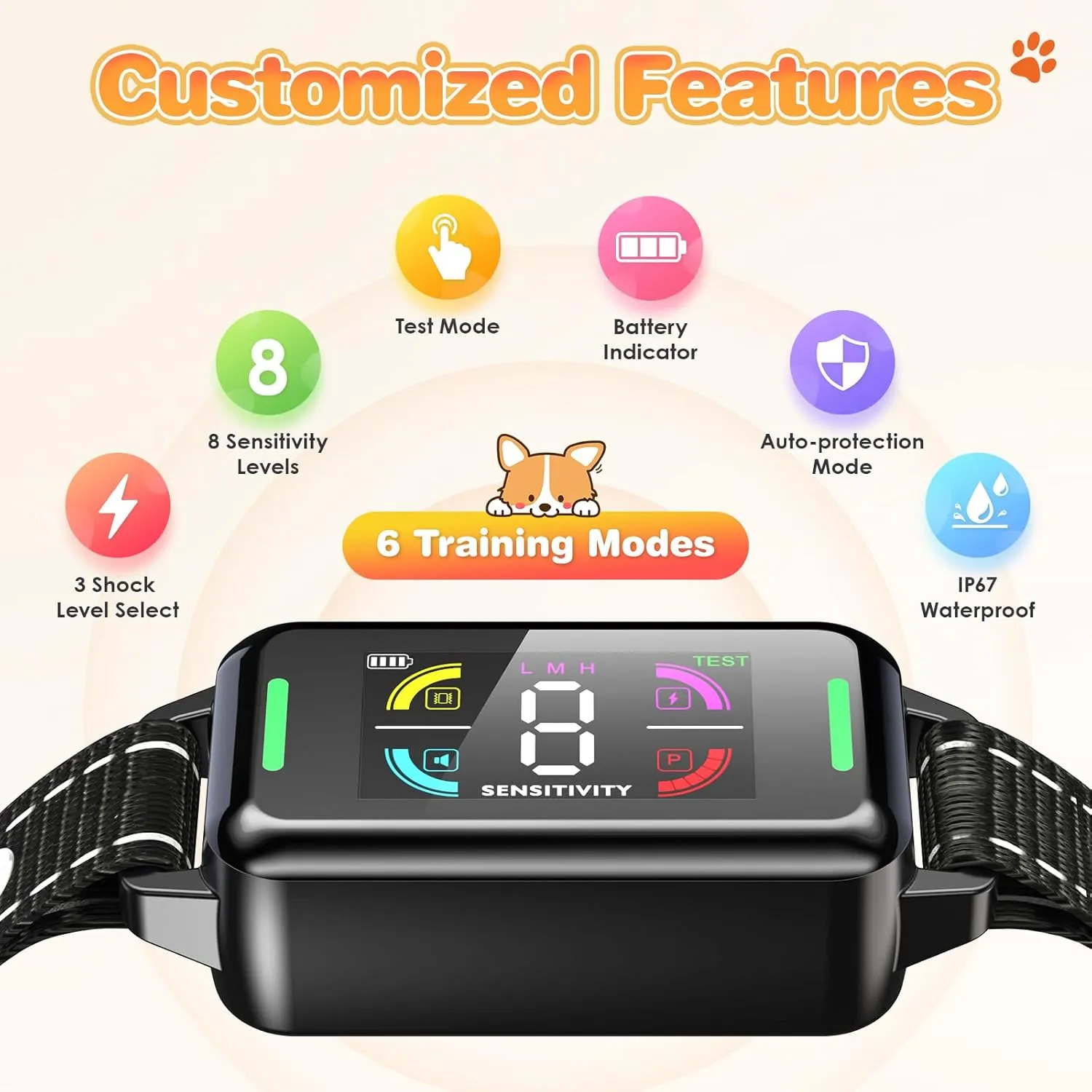 Dog Bark Collar, Svtrat Bark Collar for Large Dog Medium Dogs, Rechargeable Dog Barking Collar Anti Bark Collar with 6 Barking Training Modes & 8 Level Sensitivity Adjustable