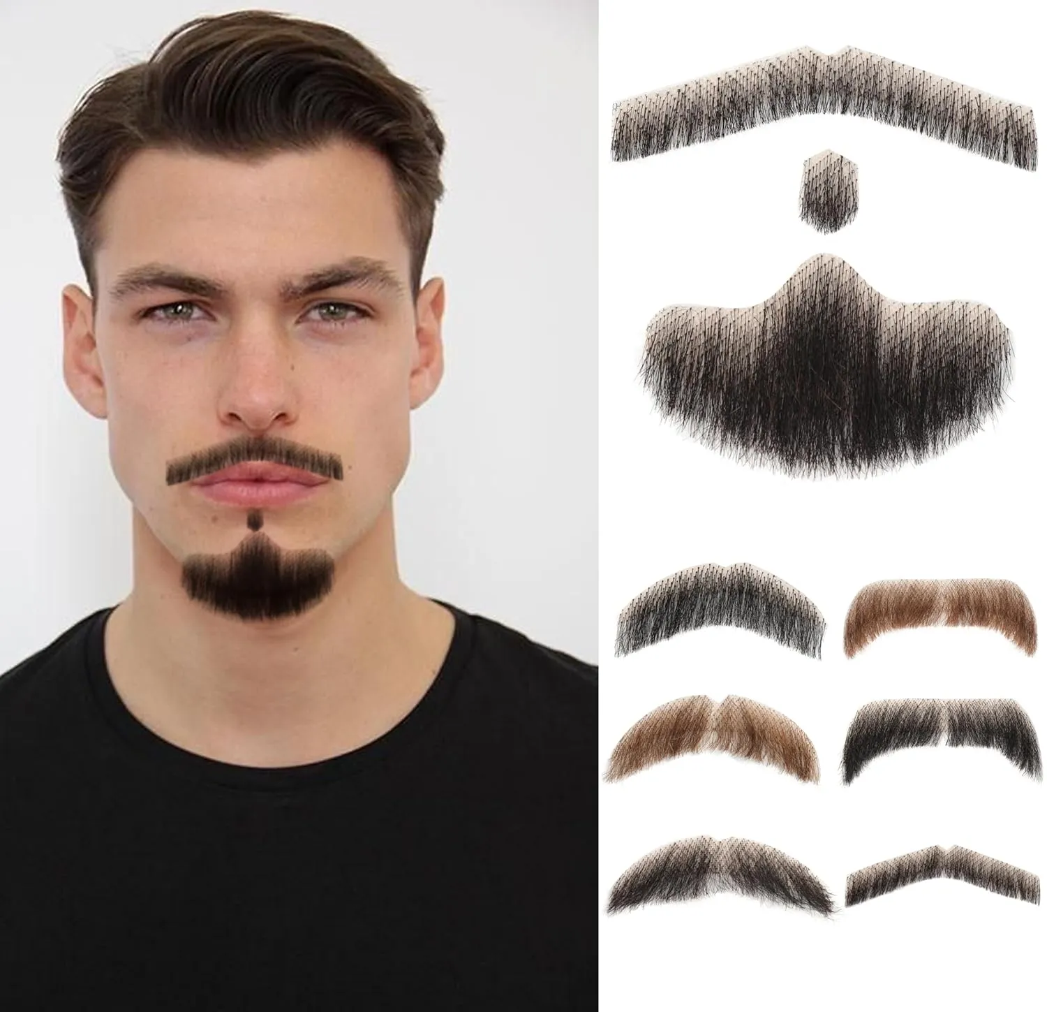 doremi Beard WigRealistic Human Hair Full Hand Tied Facial Hair Fake Beard and Mustache False Beards Lace Invisible Entertainment Drama Party